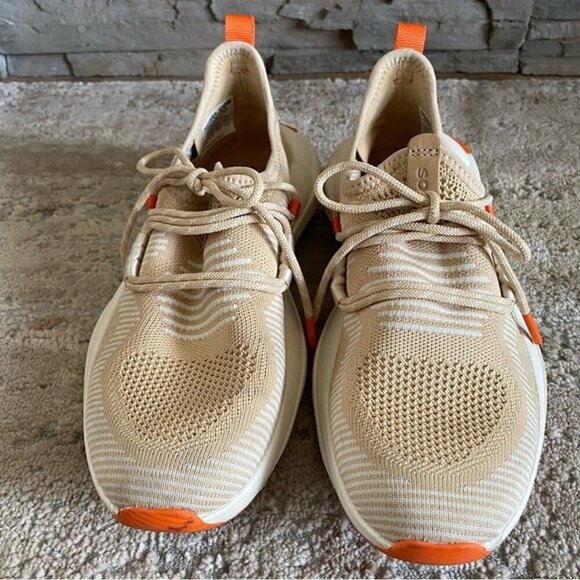 Sorel Explorer Defy Low Top Sneakers Tennis Shoes Ceramic Chalk Orange Cream - Picture 2 of 9